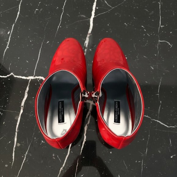 Alberto Guardiani Leather Lipstick Heels Side Zip Ankle Boots - Picture 11 of 14